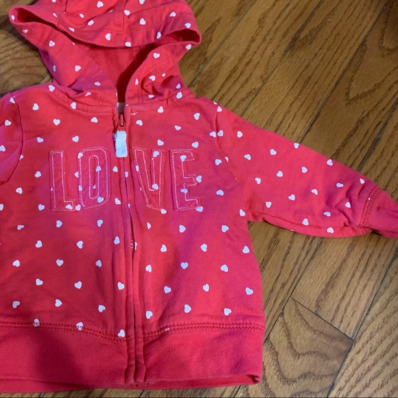 Carter's Other - Coral/Red LOVE hoodie for baby